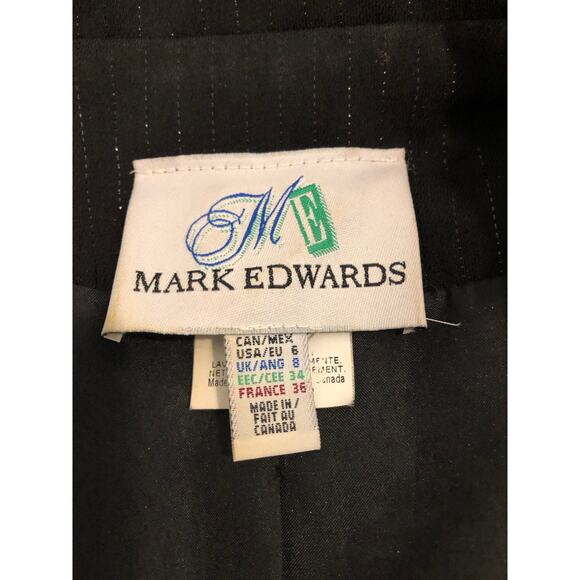 Mark Edwards Women Jacket Size 6 Lapel Notch Double Breasted Metallic Striped - Picture 6 of 9